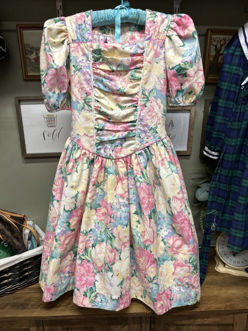 Mini Mauche Girls Dress Sz14 Floral Easter Spring Summer Puff Sleeve Crinoline